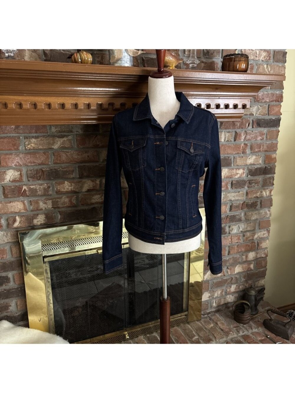 Old Navy 100% Cotton Denim Jean Jacket Dark Wash Blue Women's Sz. Medium